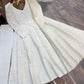 White Schiffli Cotton Anarkali with Net Dupatta