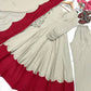 Beige Maroon Roman Silk Anarkali Palazzo Set