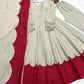 Beige Maroon Roman Silk Anarkali Palazzo Set