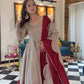 Beige Maroon Roman Silk Anarkali Palazzo Set