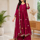 Pintuck Chanderi Anarkali with Loop Work