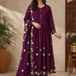 Pintuck Chanderi Anarkali with Loop Work