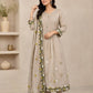Pintuck Chanderi Anarkali with Loop Work