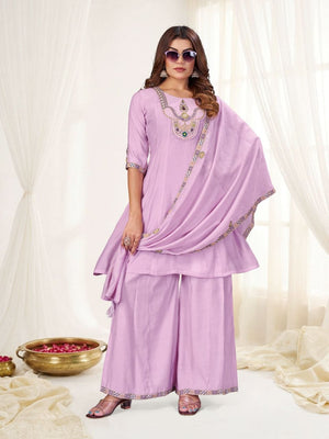 Hand Work Yoke Chanderi Kurta Palazzo Set