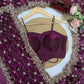 Wine Shimmer Silk Saree with Bead Lattice Work