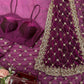 Wine Shimmer Silk Saree with Bead Lattice Work