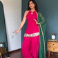 Pink Bandhani Halter Kurta Farshi Set