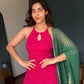 Pink Bandhani Halter Kurta Farshi Set