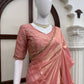 Shimmer Silk Saree with Scalloped Hand Work
