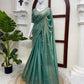 Shimmer Silk Saree with Scalloped Hand Work