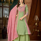 Colour Block Chanderi Anarkali Palazzo Set