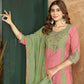 Colour Block Chanderi Anarkali Palazzo Set