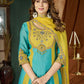 Colour Block Chanderi Anarkali Palazzo Set