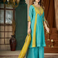 Colour Block Chanderi Anarkali Palazzo Set