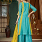 Colour Block Chanderi Anarkali Palazzo Set
