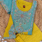 Colour Block Chanderi Anarkali Palazzo Set