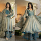Teal Shimmer Silk Angrakha Anarkali Palazzo Set