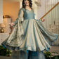 Teal Shimmer Silk Angrakha Anarkali Palazzo Set