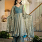 Teal Shimmer Silk Angrakha Anarkali Palazzo Set