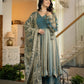 Teal Shimmer Silk Angrakha Anarkali Palazzo Set