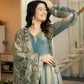 Teal Shimmer Silk Angrakha Anarkali Palazzo Set