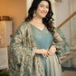 Teal Shimmer Silk Angrakha Anarkali Palazzo Set