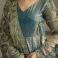 Teal Shimmer Silk Angrakha Anarkali Palazzo Set