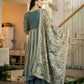 Teal Shimmer Silk Angrakha Anarkali Palazzo Set