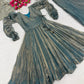 Teal Shimmer Silk Angrakha Anarkali Palazzo Set