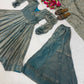 Teal Shimmer Silk Angrakha Anarkali Palazzo Set