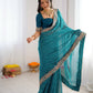 Elegant Embroidered Designer Saree for Festive and Evening Occasions