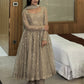 Beige Sequin Anarkali with Palazzo and Dupatta