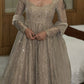 Beige Sequin Anarkali with Palazzo and Dupatta