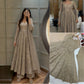 Beige Sequin Anarkali with Palazzo and Dupatta