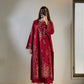 Red Chanderi Embroidered Kurta Palazzo Set