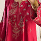 Red Chanderi Embroidered Kurta Palazzo Set
