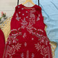 Red Chanderi Embroidered Kurta Palazzo Set