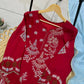Red Chanderi Embroidered Kurta Palazzo Set