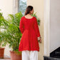 Red Mirror Work Kurta Set with Organza Dupatta