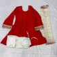 Red Mirror Work Kurta Set with Organza Dupatta
