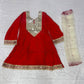 Red Mirror Work Kurta Set with Organza Dupatta