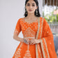 Orange Georgette Lehenga with Zari Embroidery