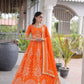 Orange Georgette Lehenga with Zari Embroidery
