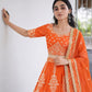 Orange Georgette Lehenga with Zari Embroidery