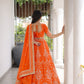 Orange Georgette Lehenga with Zari Embroidery