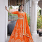 Orange Georgette Lehenga with Zari Embroidery