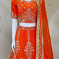 Orange Georgette Lehenga with Zari Embroidery