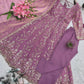 Embroidered Fandy Silk Gown Set with Dupatta and Pant