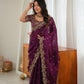 Shimmer Silk Saree with Paisley Cutwork Border