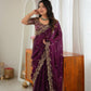 Shimmer Silk Saree with Paisley Cutwork Border